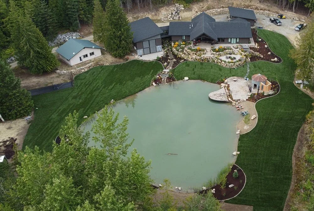 Aerial view of an Outdoors by Design landscape in North Idaho