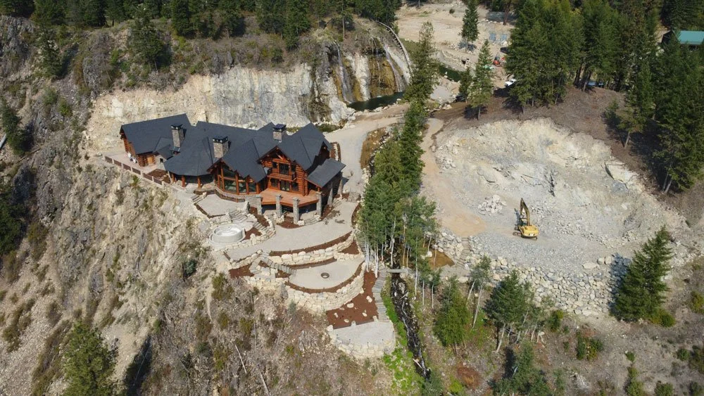 Aerial view of an Outdoors by Design landscape in North Idaho