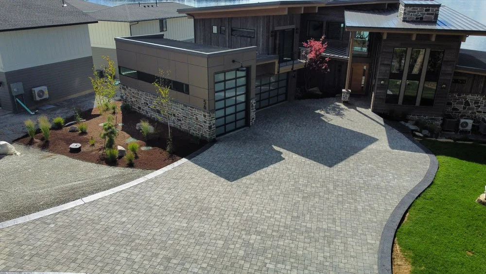 Aerial view of an Outdoors by Design landscape in North Idaho