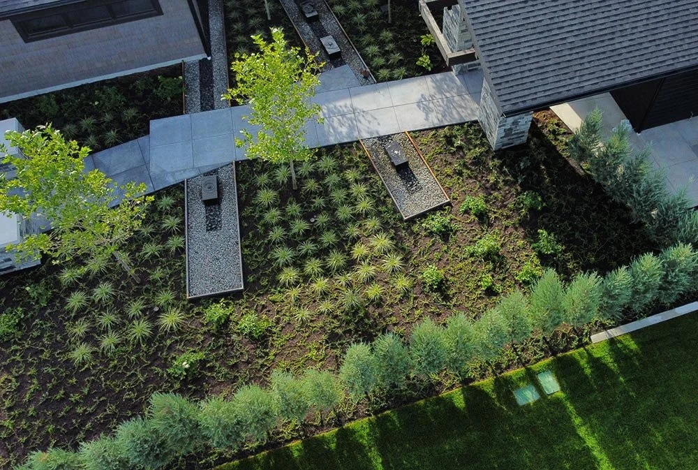 Aerial view of an Outdoors by Design landscape in North Idaho