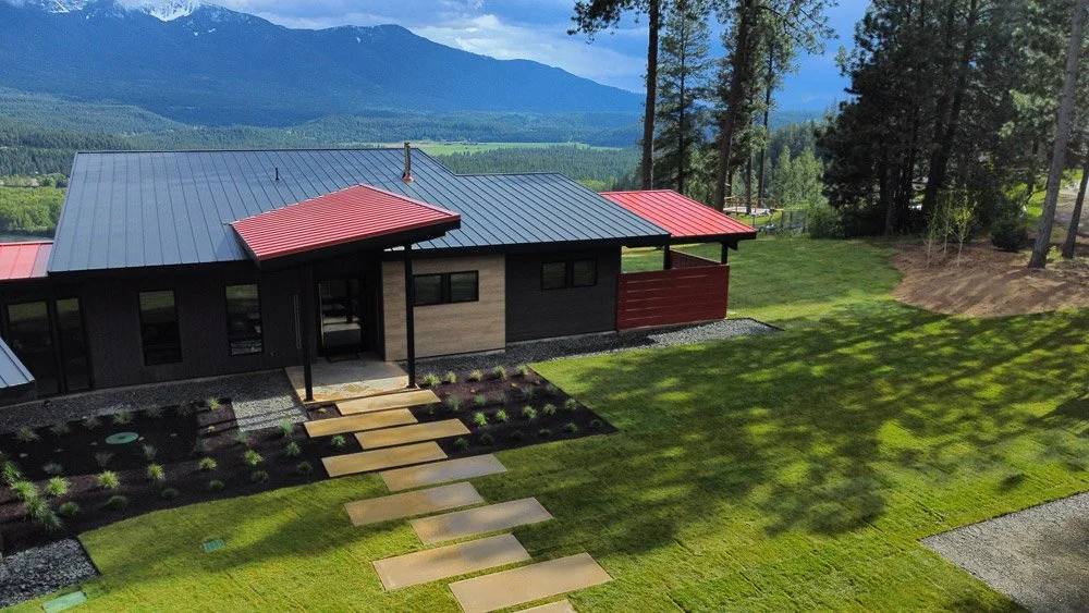 Aerial view of an Outdoors by Design landscape in North Idaho