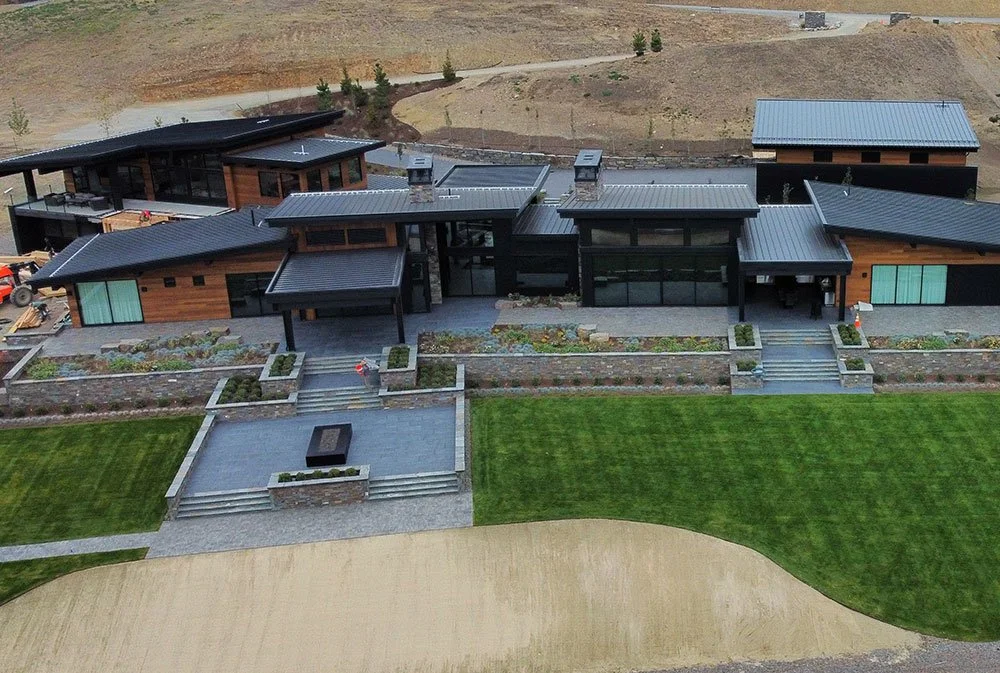 Aerial view of an Outdoors by Design landscape in North Idaho